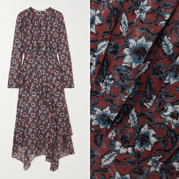 Veronica Beard Sazan Runway Asymmetric Ruffled Silk Chiffon Midi Dress Size 6 - Picture 13 of 13